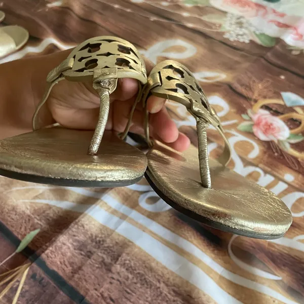 Tory Burch Gold Miller Sandals with Signature Medallion - Image 7