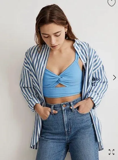 Madewell Blue Cropped Tank - Image 4
