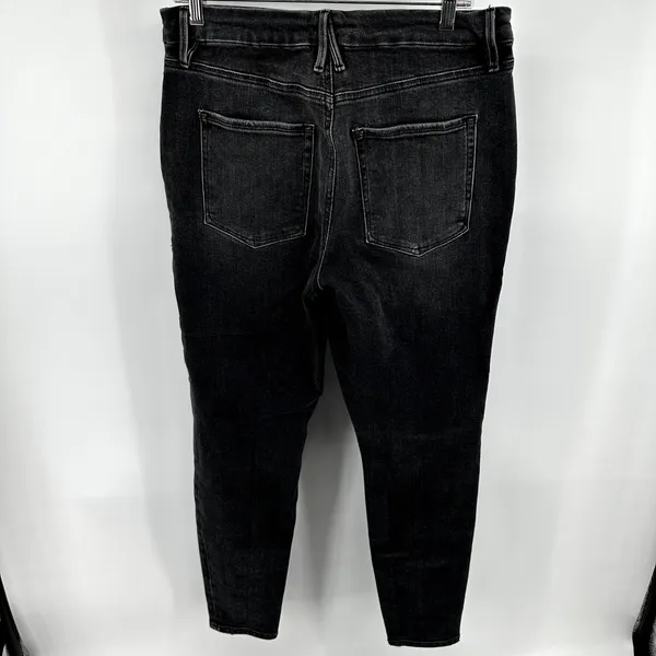 Good American Good Waist Skinny Jeans Crossover Pocket Denim Stretch Black 14/32 - Image 6