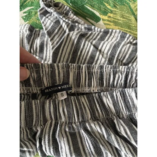 Brandy Melville Stripe Elastic Waist Cotton Shorts Small Black White - Image 5