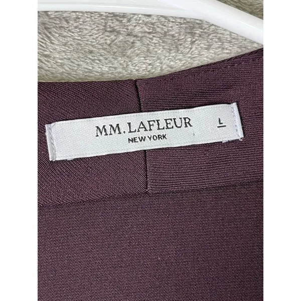 MM.LaFleur Draped Crossover Surplice Long Sleeve Workwear Blouse Plum Size Large - Image 5