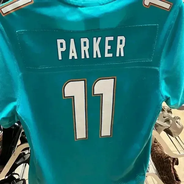 NWOT Women's Nike DeVante Parker 11 Aqua Miami Dolphins New 2018 Game Jersey M - Image 4