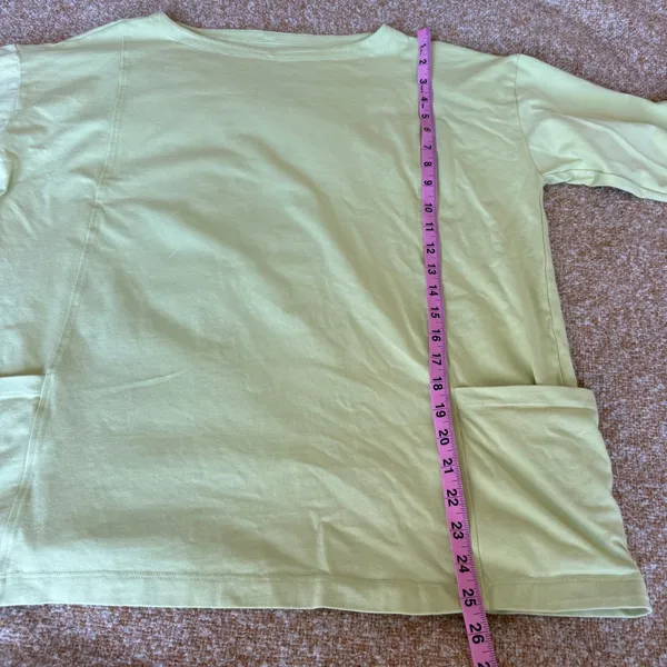 Eileen Fisher Green Cotton Spandex Boat Neck Pocket Top Medium Casual Relaxed - Image 8