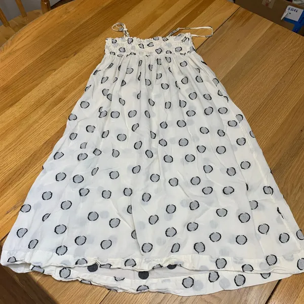 Loft Beach Womens Size Small White Black Polka Dot Smocked Cotton Midi‎ Sundress - Image 4