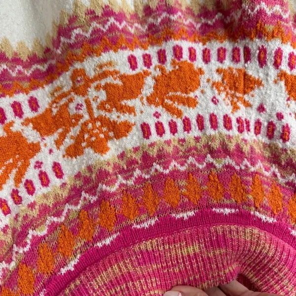 Free People fair isle Nellie Sweater Whisper White Combo bunny easter textured - Image 9