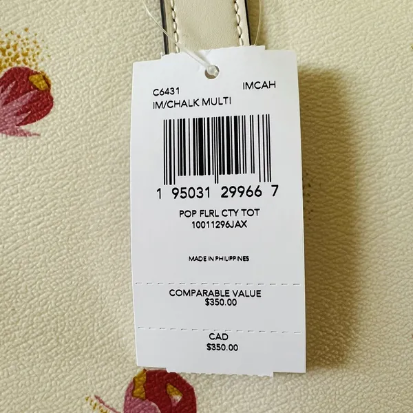 COACH Chalk Multi Poppy Floral City Tote Bag - Image 11