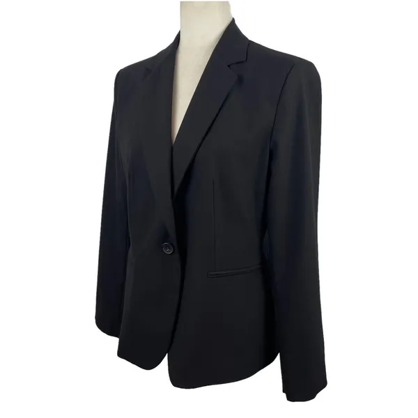 Zara Single Breasted Black Long Classic Fit Blazer Jacket Shoulder Pads Size 10 - Image 6