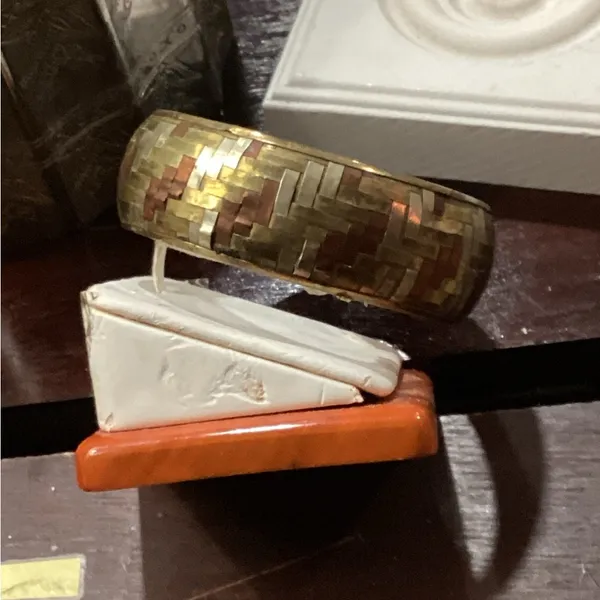 Mosaic Gold and Brown Bangle Bracelet - Image 2