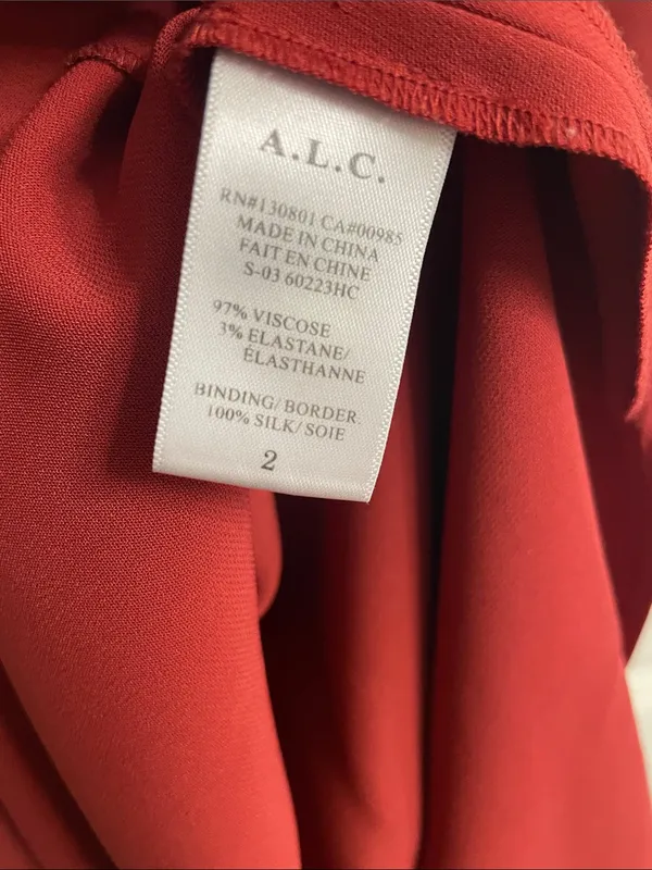 ALC Frank Size 2 Sleeveless Shift Dress Cut Out Back Brick Color Midi Slit - Image 7