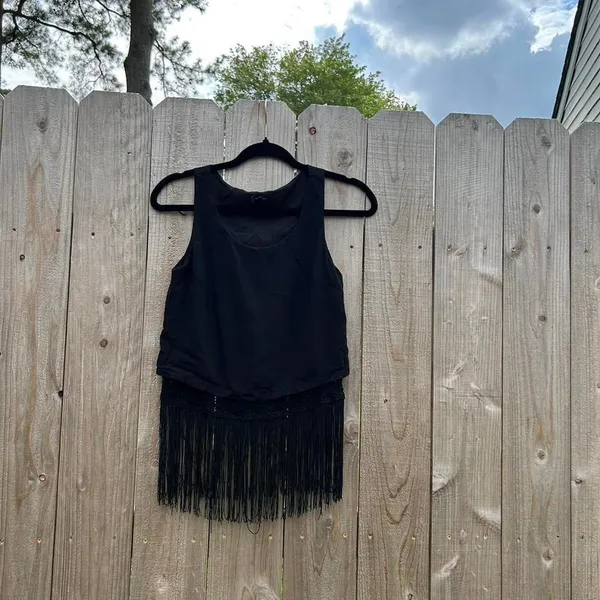 Jessica Simpson black tassel tank top‎ size xs - Image 2