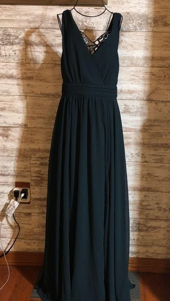 Lulus bridesmaids Thoughts of Hue Emerald Green Surplice Maxi Dress medium​​ - Image 5