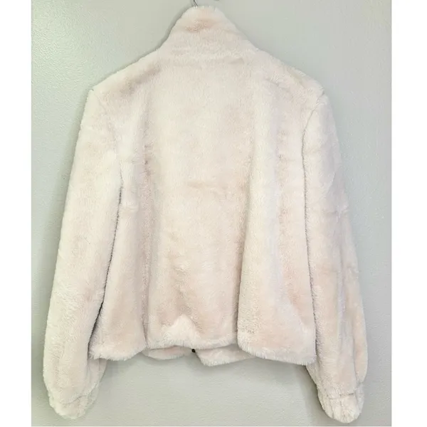 Sanctuary Sami Faux Fur Cream Cropped Full Zip Up Jacket - Image 5
