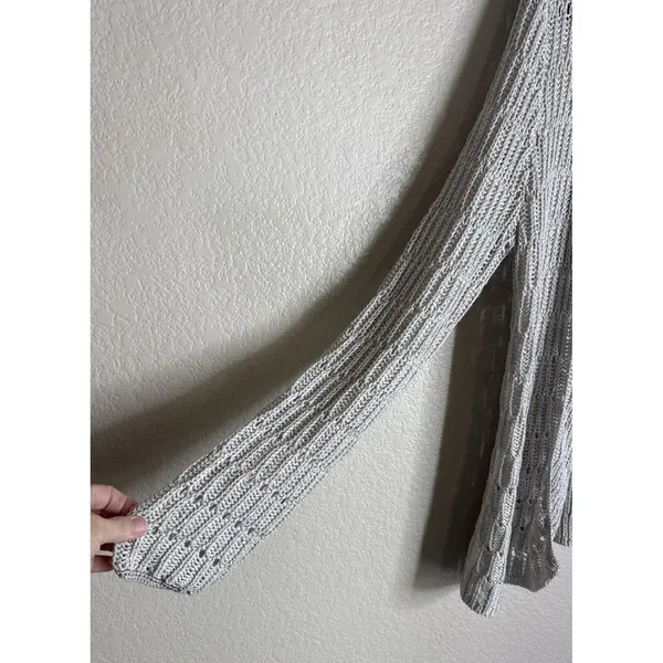Chicos 3 US XL Silver Grey Open Front Sweater Knit Cardigan Career Travel Preppy - Image 5