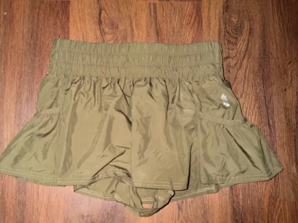 New Free People Dark Green Get Your Flirt On High Waist shorts spring active - Image 6