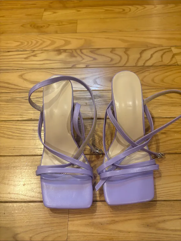 Boutique Brand Size 7.5 Purple Ankle Strap Block Heels - Image 2