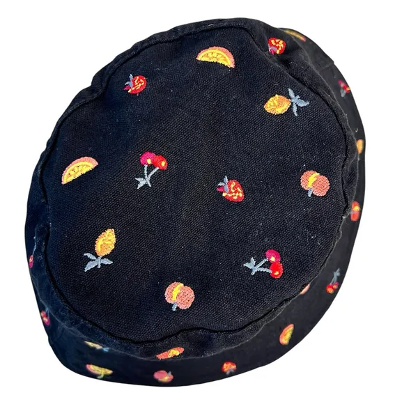 Urban Outfitters Fruit Embroidered Black‎ Bucket Hat One Size OS Summer Festival - Image 4