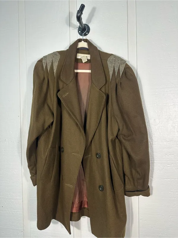 David Benjamin Vintage Olive Green Coat Size 14 EUC - Image 2