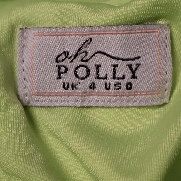 Oh Polly Ruched Mesh Corset Mini Dress Womens Size‎ 0 Lime Green Neon Party - Image 2