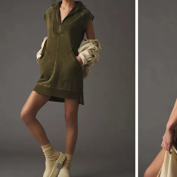 DAILY PRACTICE Anthropologie Meru Zip-Front Mini Dress In Green Size large‎ - Image 3