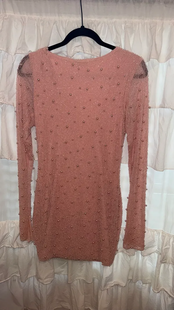 Oh Polly Mini Dress Embellished Long Sleeve - Image 3