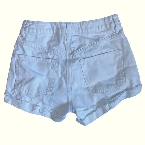 GARAGE Mom Shorts White Denim Cuffed Raw Hem Distressed Size 01‎ - Image 2