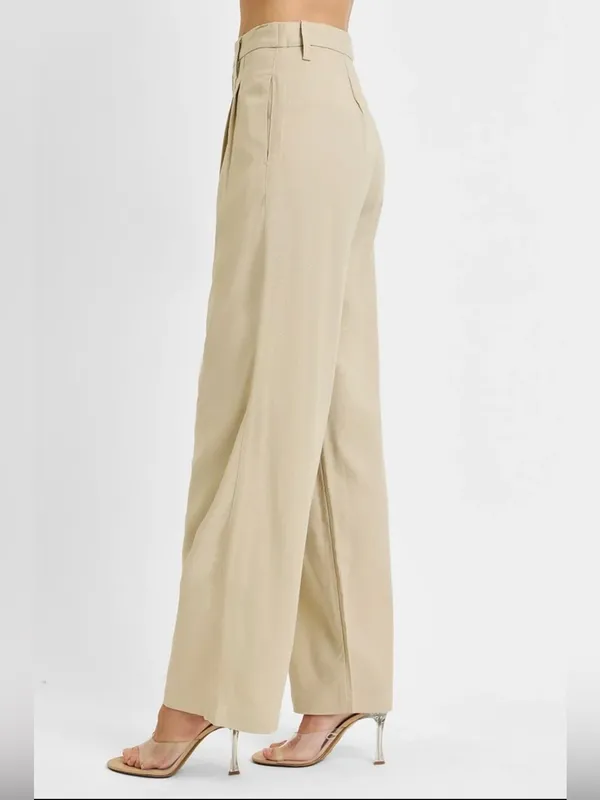 Risen Jeans Linen Blend Wide-Leg Pleated Trouser Pants Size Medium - Image 2