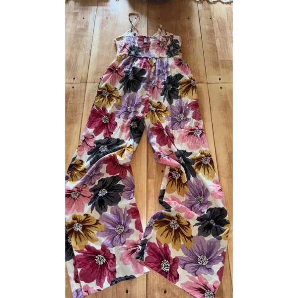 B-O-G Collective Floral Wide Leg Jumpsuit Crochet Top Boho‎ Summer Medium - Image 5