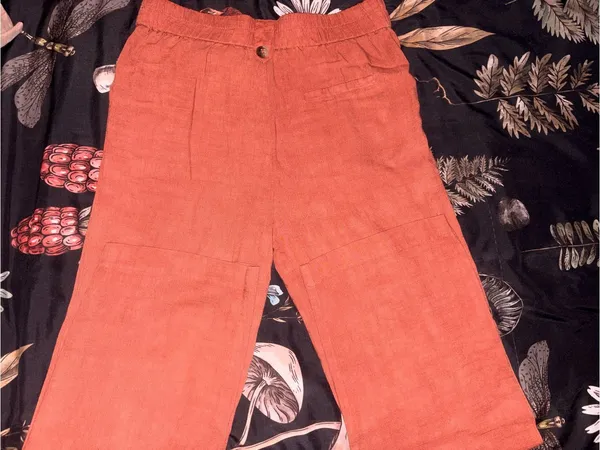 Source Unknown Chic Burnt Orange Linen Pants - Image 4