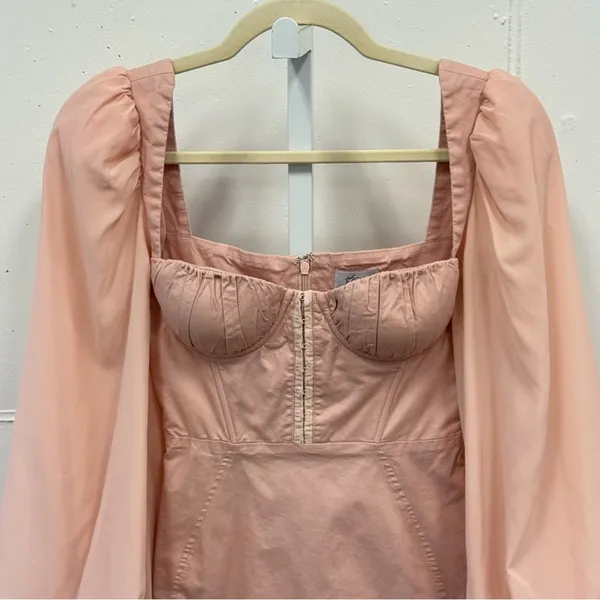 Oh Polly Pink Corset Top Balloon Long Sleeve Bodycon Mini‎ Dress Sz 2 - Image 4