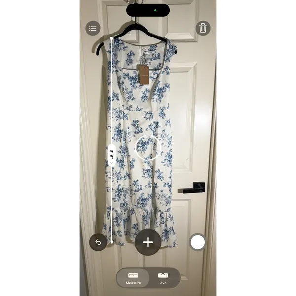 Rihoas Blue White Toile Floral Square Neck Ruffle Hem Midi Dress XS NWT - Image 9