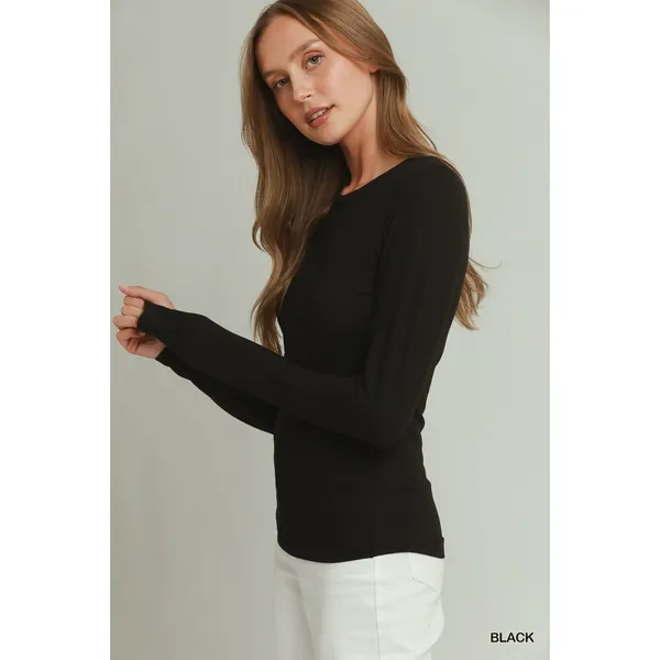 Umgee Crewneck Long Sleeve Top - Black - medium - Image 2