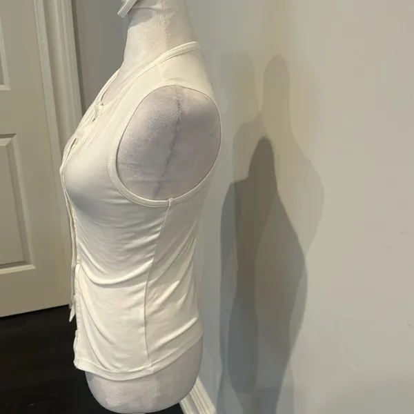 White Fox White Button Down Tank Top - Image 2