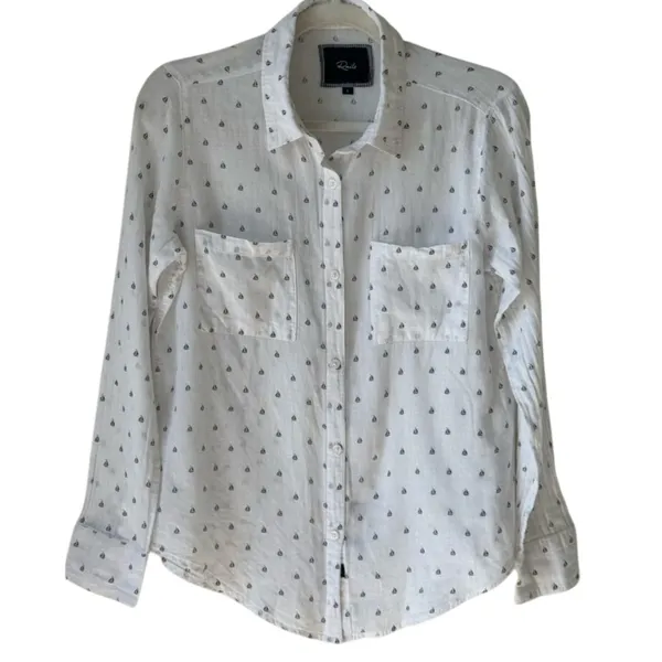 🪩 Rails Label Nautical Boat Print Button-Down Blouse Size Large - Image 3