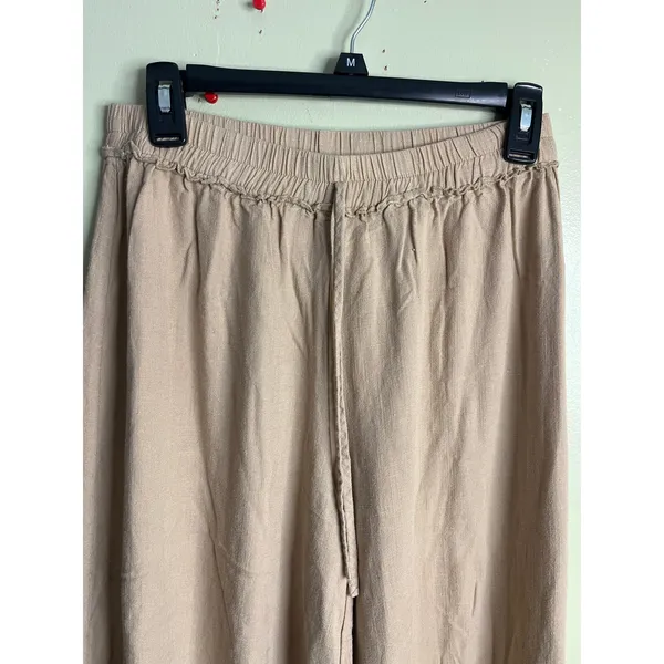 Aakaa pull on wide leg cropped palazzo elastic waistband pants, size medium - Image 12