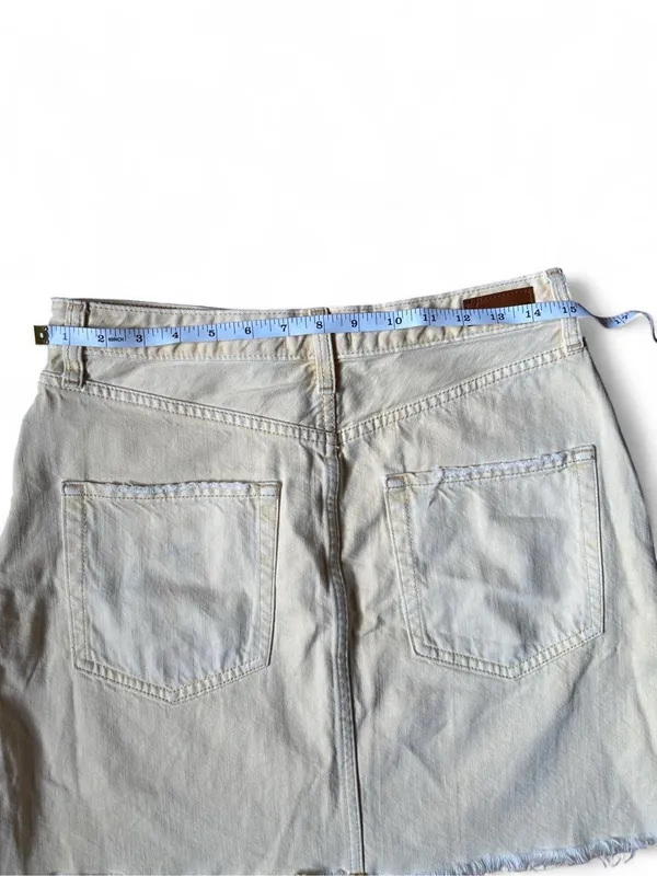 Abercrombie & Fitch Zoey Style Denim Mini Skirt A-Line Butter Yellow Raw Hem Y2K - Image 5