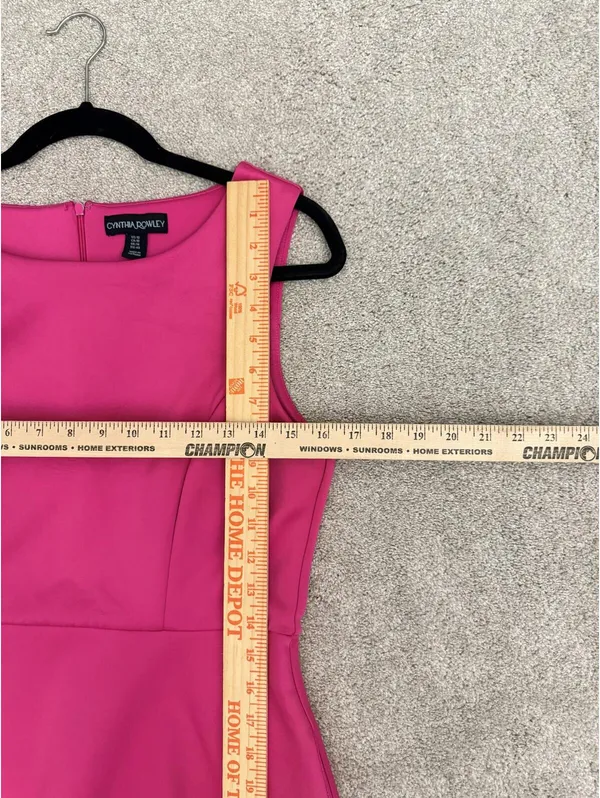 Cynthia Rowley Women's Size 10 Hot Pink Fit & Flare Laser Cut Eyelet Hem Dress - Image 6