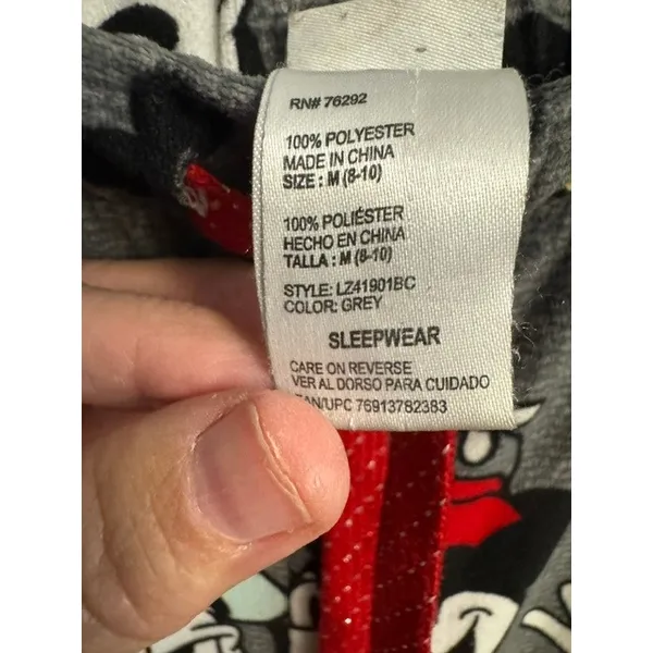 Disney Mickey and Friends Grey Fleece Pajama Pants M 8-10 Joggers - Image 3