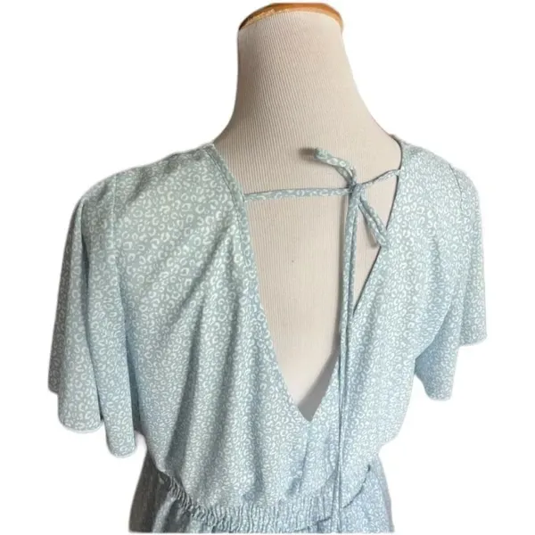 Womens Altar’d State Baby Blue Tiered Ditsy Floral Print Flutter Dress - Sz L - Image 4