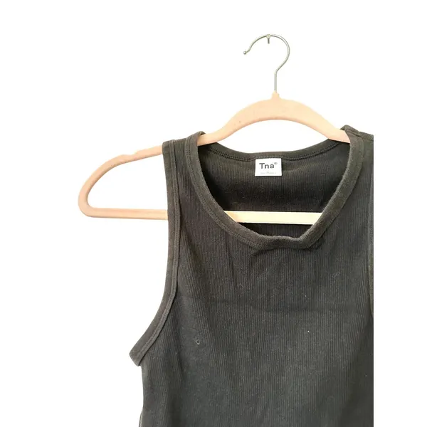 ARITZIA TNA Ribbed Cropped Racer Tank Black Small - Image 3