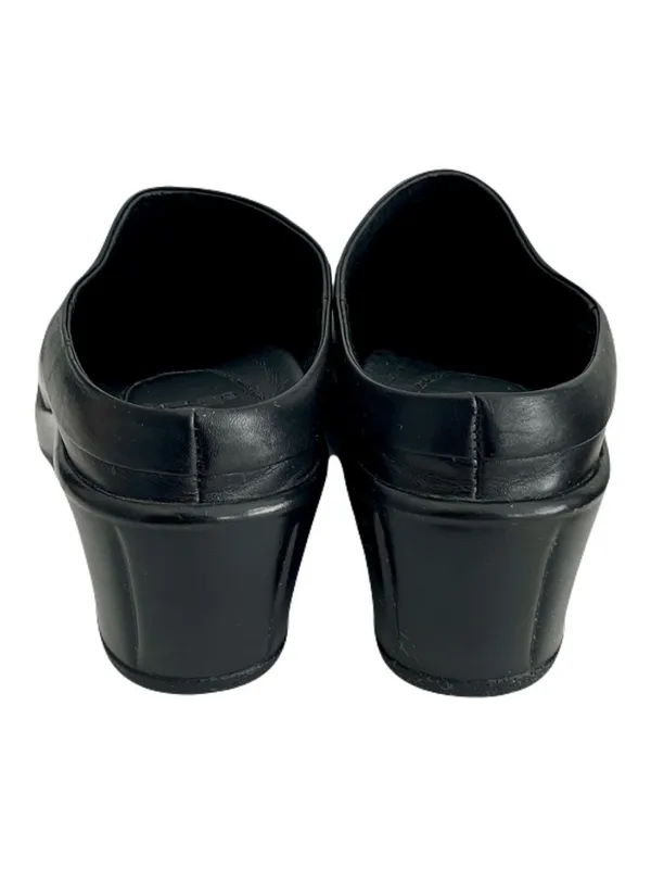 Dansko Black Smooth Leather Slip On Mules Clogs Wedges, Size 41 - Image 5