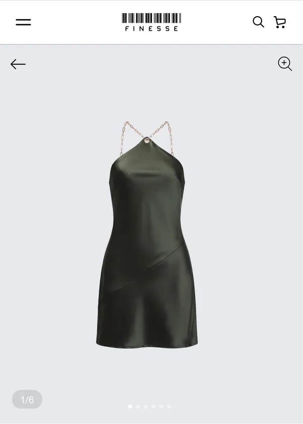 FINESSE Bindi Olive Green Satin Mini Dress - Image 2