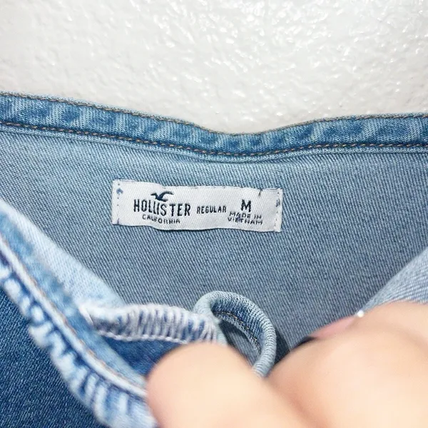 Hollister Chambray Tank Fitted Bodycon Tie Keyhole Front Pull On Mini Dress - Image 8