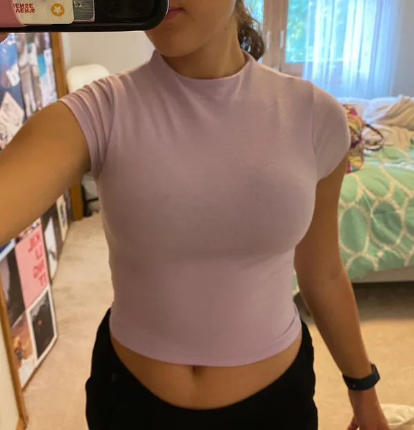 Purple Mock Neck Crop Top Size M - Image 3