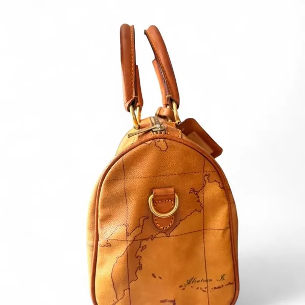 Alviero Martini 1 Classe Geo Classic Boston Bag Map Print Leather Satchel - Image 5