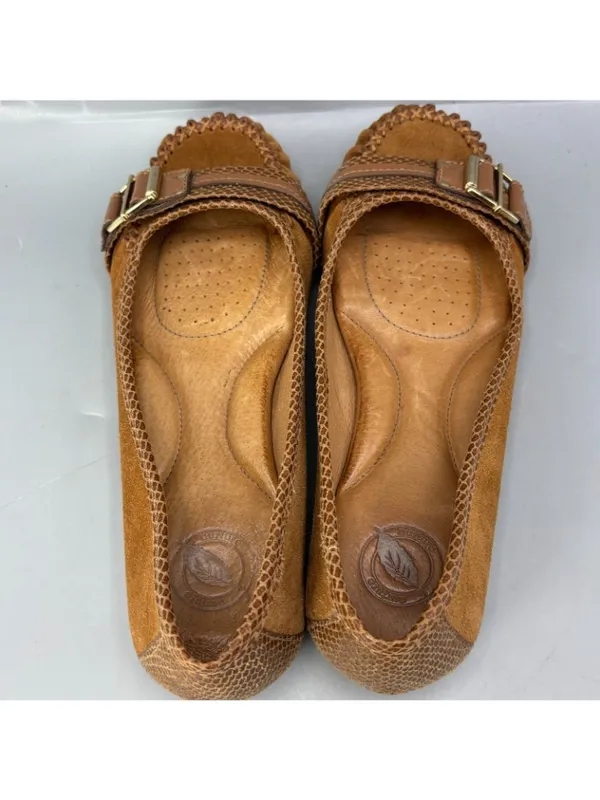 Nurture Ballet Loafers Women 7.5 Brown Suede Snake Print Round Toe Slip On Shoes - Image 5