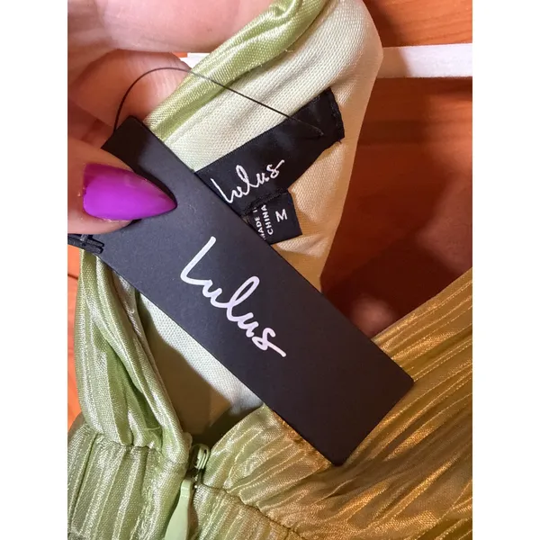 NWT Lulus Melitta Lime Green Plisse Sash Maxi Dress Gala Banquet Wedding Size M - Image 8