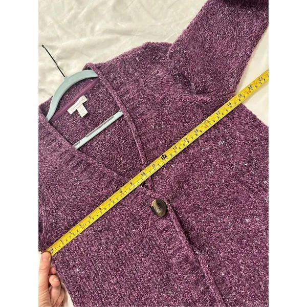 Charter Club Women's Purple Knit Long Sleeve Cardigan Sweater Stretch Size S - Image 3