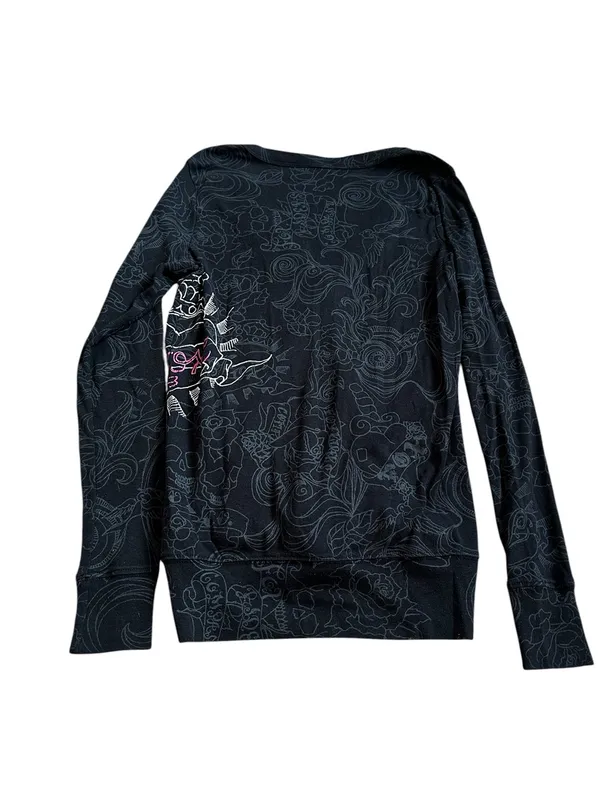 Vintage Fox Racing Cardigan Sweater Y2K Emo Tattoo Mall Goth Fairy Grunge XS - Image 5