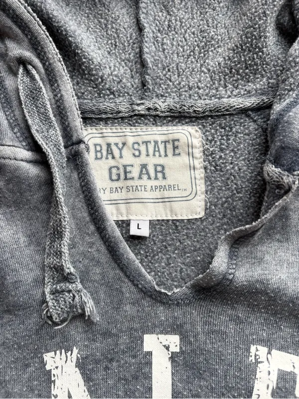 Bay State Gear Salem MA Hooded Pullover Sweatshirt Vintage Wash Dusty Gray Large - Image 2