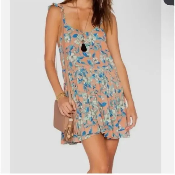 Free people Dear You Floral Mini Dress Ruffle Straps Large NEW #785 - Image 5
